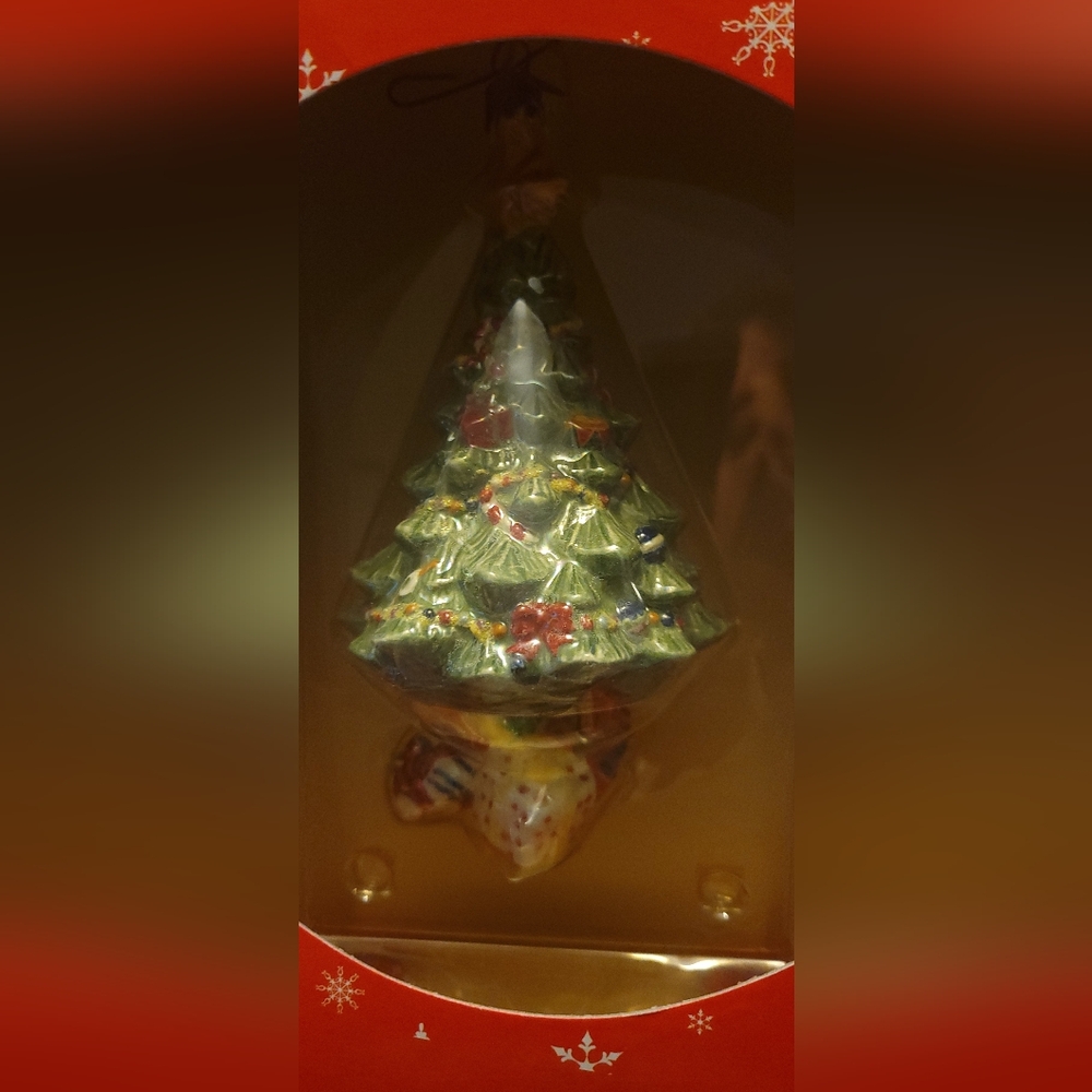 Vintage Holiday Celebration Christopher Radko Christmas Tree Ceramic Ornament